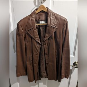 Brown leather jacket